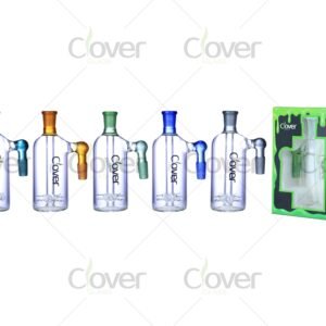 Honeycomb percolator glass ash catchers with 14mm 45-degree joint — multicolor recycler attachments in retail box by CloverGlass