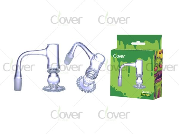 Unique quartz banger with bubble core and honeycomb base — 14mm male joint dab nail in custom gift box by CloverGlass