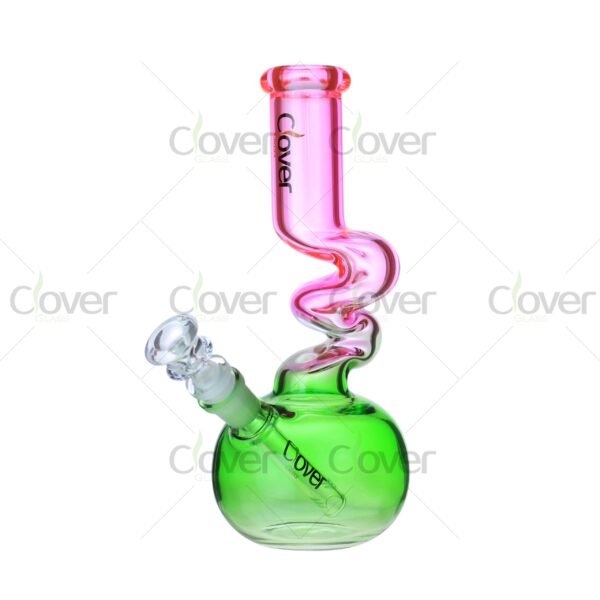 Colorful zong glass bongs with 14mm joint and 5mm thick glass, zig zag water pipes for smooth smoking experience, wholesale by Clover Glass.