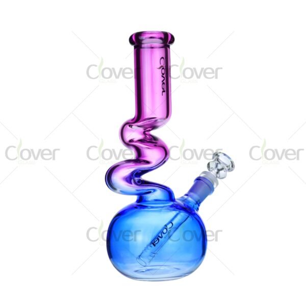 Colorful zong glass bongs with 14mm joint and 5mm thick glass, zig zag water pipes for smooth smoking experience, wholesale by Clover Glass.