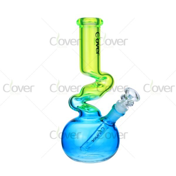 Colorful zong glass bongs with 14mm joint and 5mm thick glass, zig zag water pipes for smooth smoking experience, wholesale by Clover Glass.
