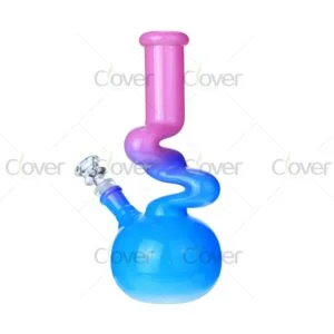 Color spray painted zong glass bongs with 14mm joint and 5mm thick glass, gradient zig zag water pipes for smooth smoking, wholesale by Clover Glass.