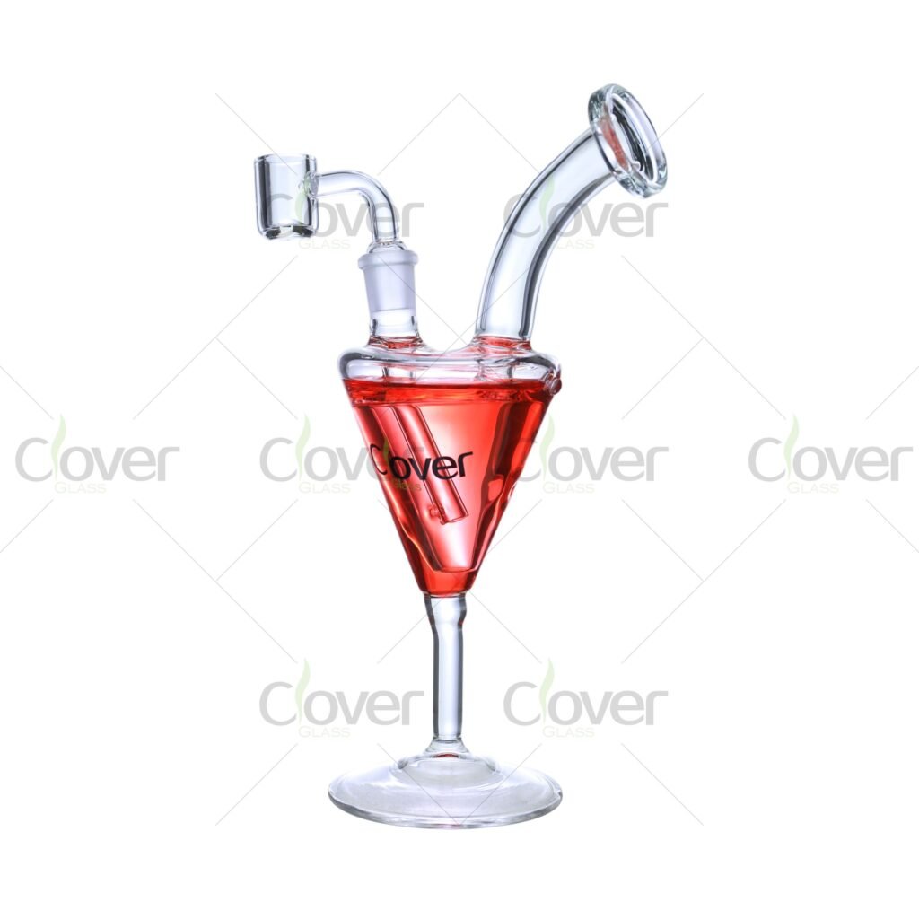 Glycerin Cocktail Cup Glass Bong 9.5 Inch | 14mm Joint Freezable Water Pipe by Clover Glass