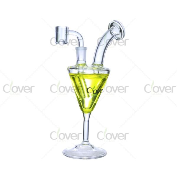 Colorful cocktail glass dab rigs with 14mm joint and 5mm thick glass, creative cup-shaped water pipes for smoking and wholesale by Clover Glass.