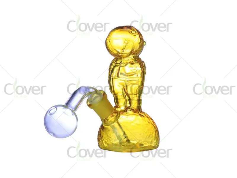 116mm Mini Alien Figure Glass Oil Burner | 4.56 Inch Mix Color Oil Pipe by Clover Glass
