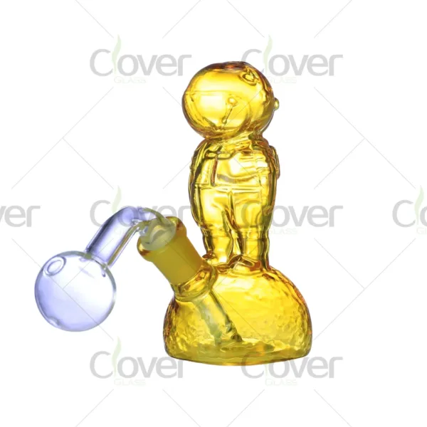 Mini alien figure glass oil burner, 116mm 4.56-inch mix color oil pipe for wholesale, made by Clover Glass.
