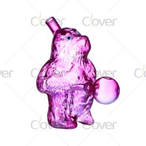 Bear design glass oil burner, 4.92-inch mix color oil pipe for wholesale, made by Clover Glass.