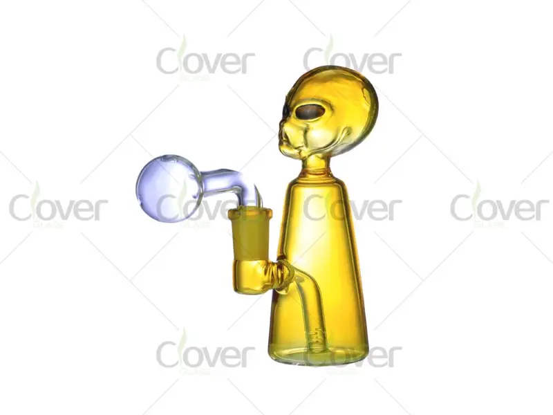 138mm Alien Design Glass Oil Burner | 5.43 Inch Mix Color Oil Pipe by Clover Glass