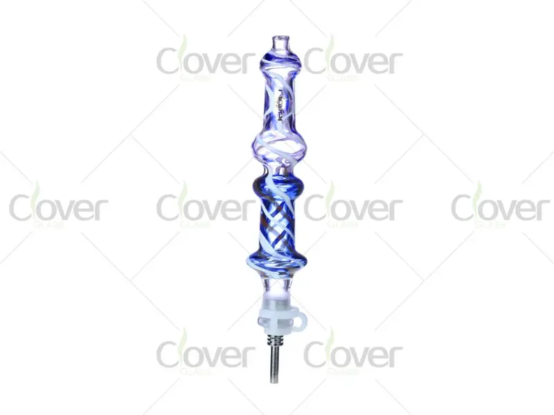 131mm Spiral Twist Glass Dab Straw Nectar Collector with Ceramic Tip & Gift Box | Clover Glass