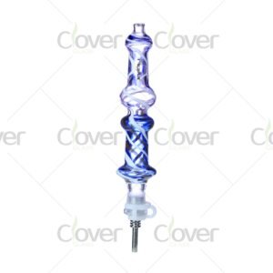 Colorful spiral twist glass dab straw nectar collector 131mm with ceramic tip and gift box by Clover Glass.
