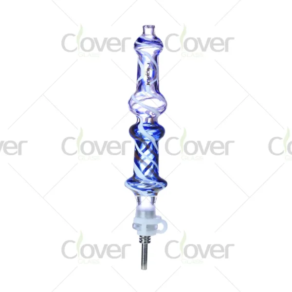 Colorful spiral twist glass dab straw nectar collector 131mm with ceramic tip and gift box by Clover Glass.