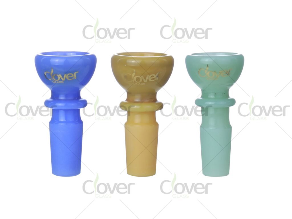 Rounded Cup 14mm Glass Bowl for Bongs | Premium Mix Color Replacement Bowl by Clover Glass