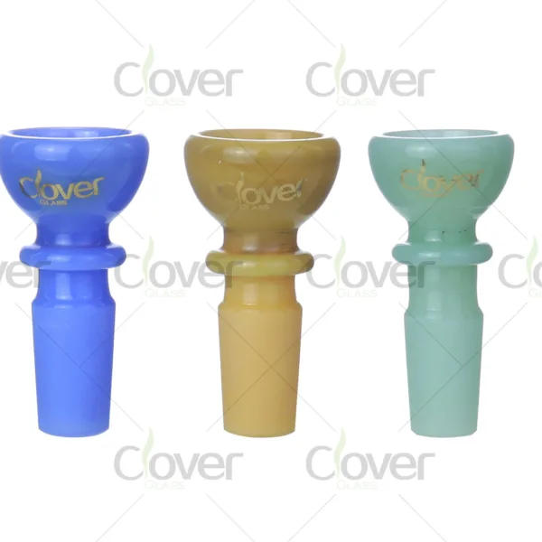 Rounded cup 14mm glass bowl for bongs, mix color replacement bowl head for water pipes, wholesale by Clover Glass.