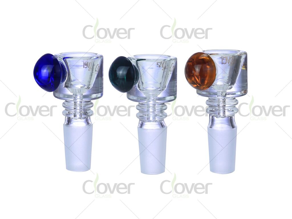 Marble Handle 14mm Glass Bowl for Bongs | Premium Mix Color Replacement Bowl Clover Glass