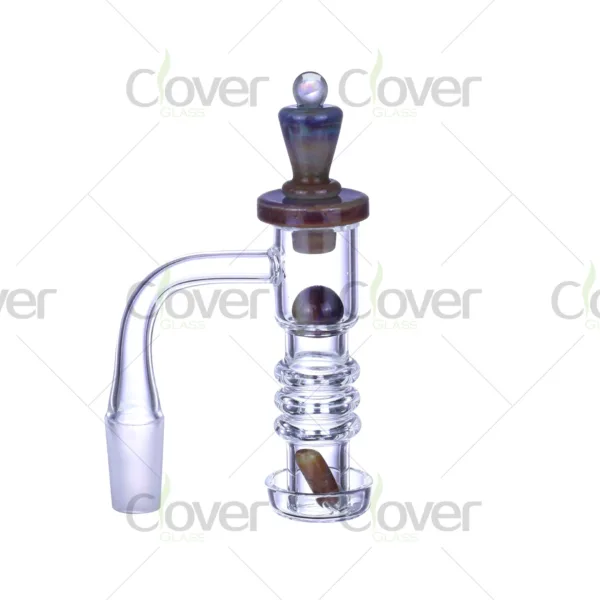 Opal marble quartz banger kit with spinner carb cap and terp pearls, premium dab rig quartz set by Clover Glass.