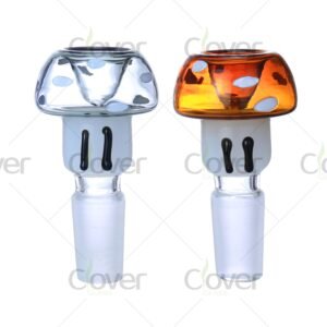 Mushroom shape 14mm glass bowl for bongs, handmade mix color replacement bowl head for water pipes, wholesale by Clover Glass.