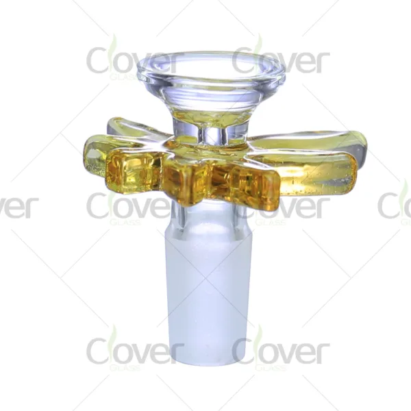 Flower petal 14mm glass bowl for bongs, handcrafted colorful flower handle replacement bowl head, wholesale by Clover Glass.