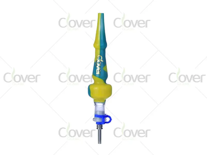 5.2 Inch Colorful Stripe Glass Dab Straw Nectar Collector with Ceramic Tip & Gift Box | Clover Glass