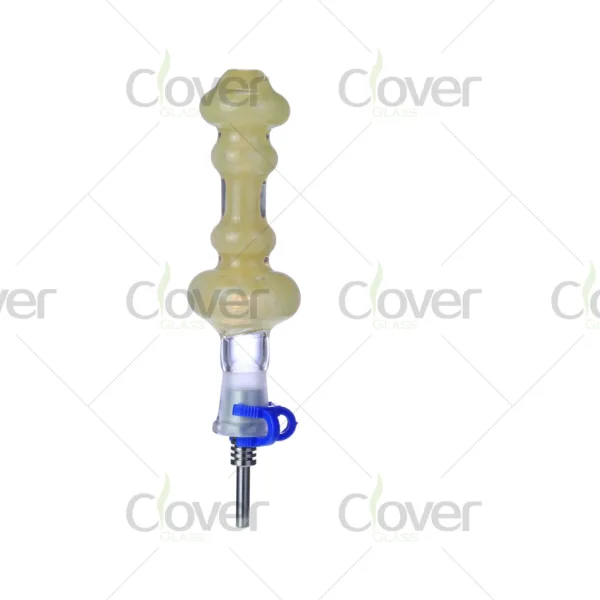 Yellow bubble glass dab straw nectar collector 102mm with ceramic tip and gift box by Clover Glass