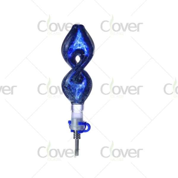 Spiral glass dab straw nectar collector 109mm with ceramic tip and gift box by Clover Glass