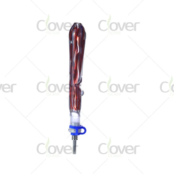 Red flame glass dab straw nectar collector 133mm with ceramic tip and gift box by Clover Glass