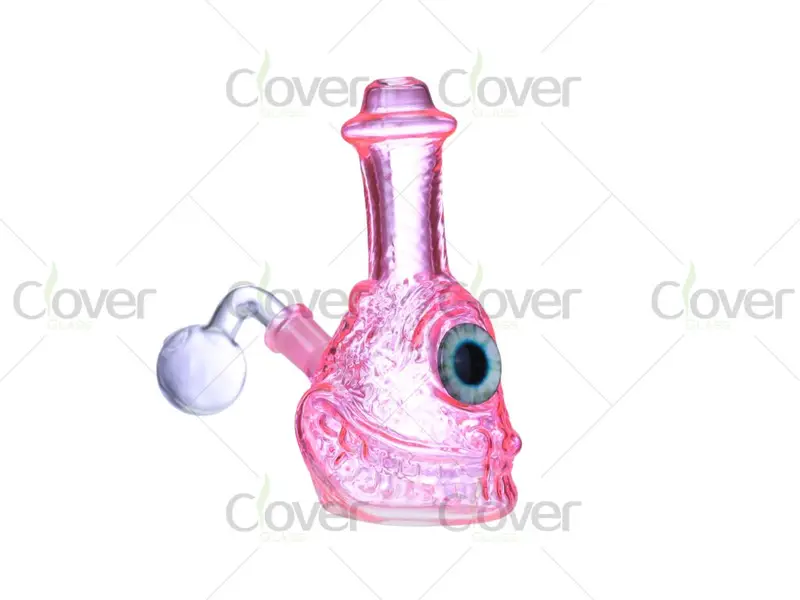 152mm Monster Eye Design Glass Oil Burner | 5.98 Inch Mix Color Oil Pipe by Clover Glass
