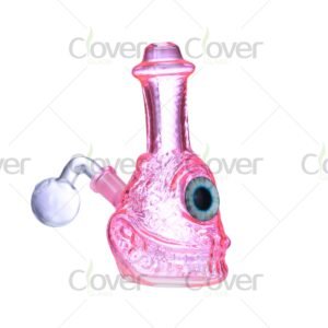 Monster eye design glass oil burner, 152mm 5.98-inch mix color oil pipe for wholesale, made by Clover Glass.