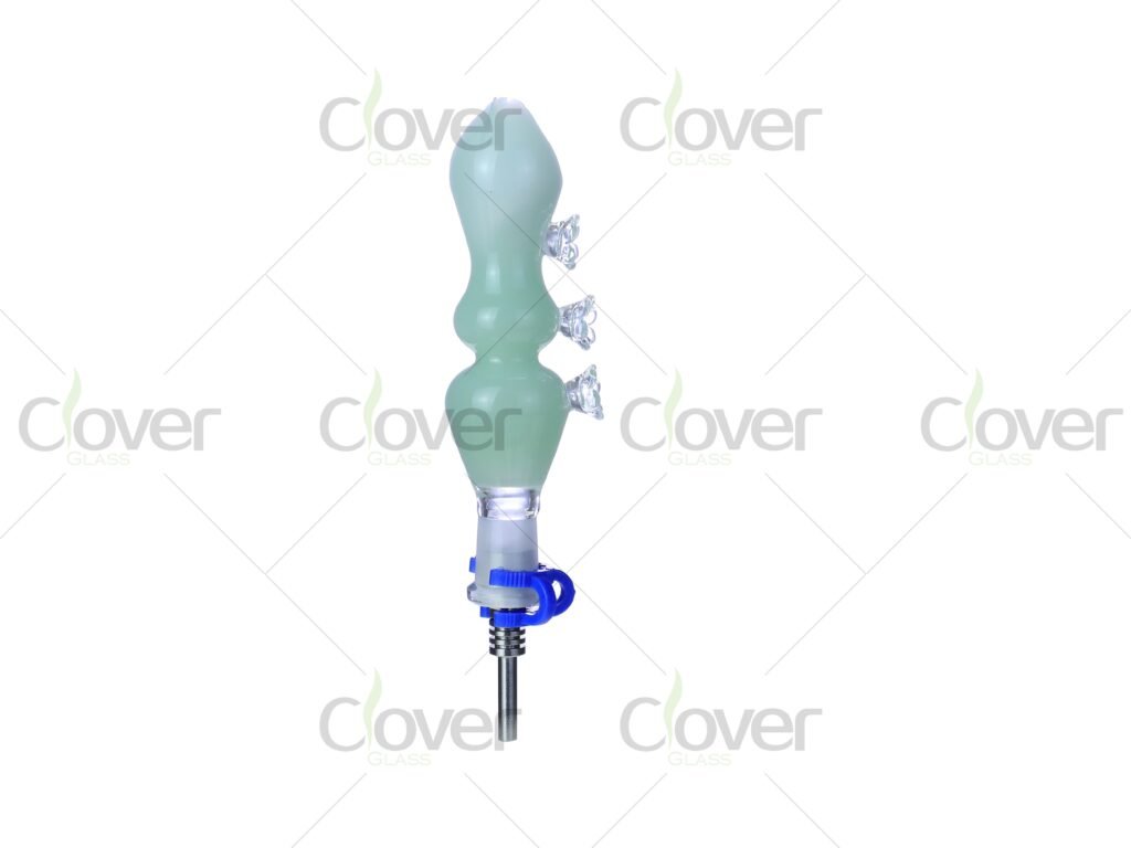 103mm Floral Knob Glass Dab Straw Nectar Collector with Ceramic Tip & Gift Box | Clover Glass