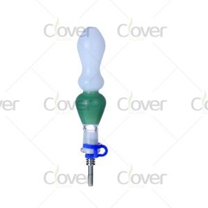 Frosted mixed color glass dab straw nectar collector 102mm with ceramic tip and gift box by Clover Glass