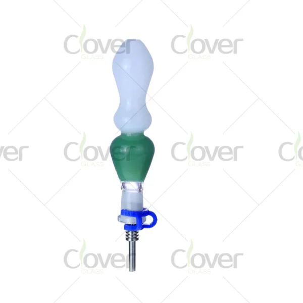 Frosted mixed color glass dab straw nectar collector 102mm with ceramic tip and gift box by Clover Glass