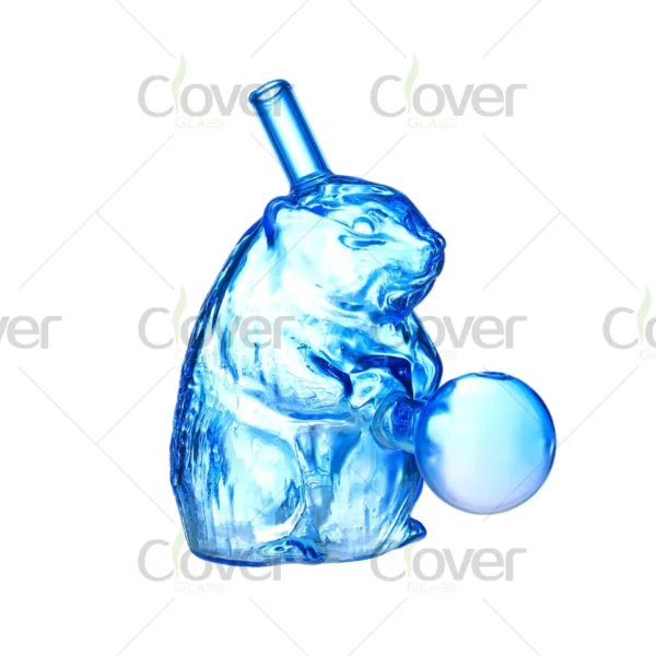 Hamster design glass oil burner, 107mm height 4.2-inch mix color oil pipe for wholesale, made by Clover Glass.