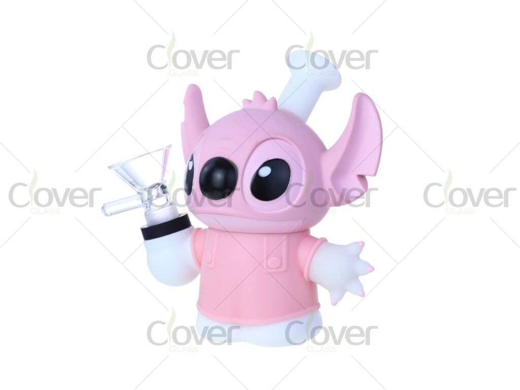 Alien Silicone Water Pipe 4.53 Inch | Cute Cartoon Silicone Bong with Glass Bowl by Clover Glass