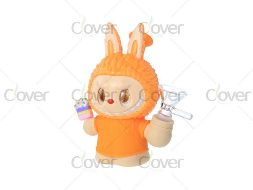Cartoon Bunny PVC Water Pipe 133mm | Cute PVC and Glass Mini Bong by Clover Glass