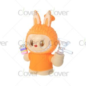 Colorful bunny cartoon PVC water pipe with glass bowl, 133mm height mini bong for smoking, cute collectible wholesale by Clover Glass.