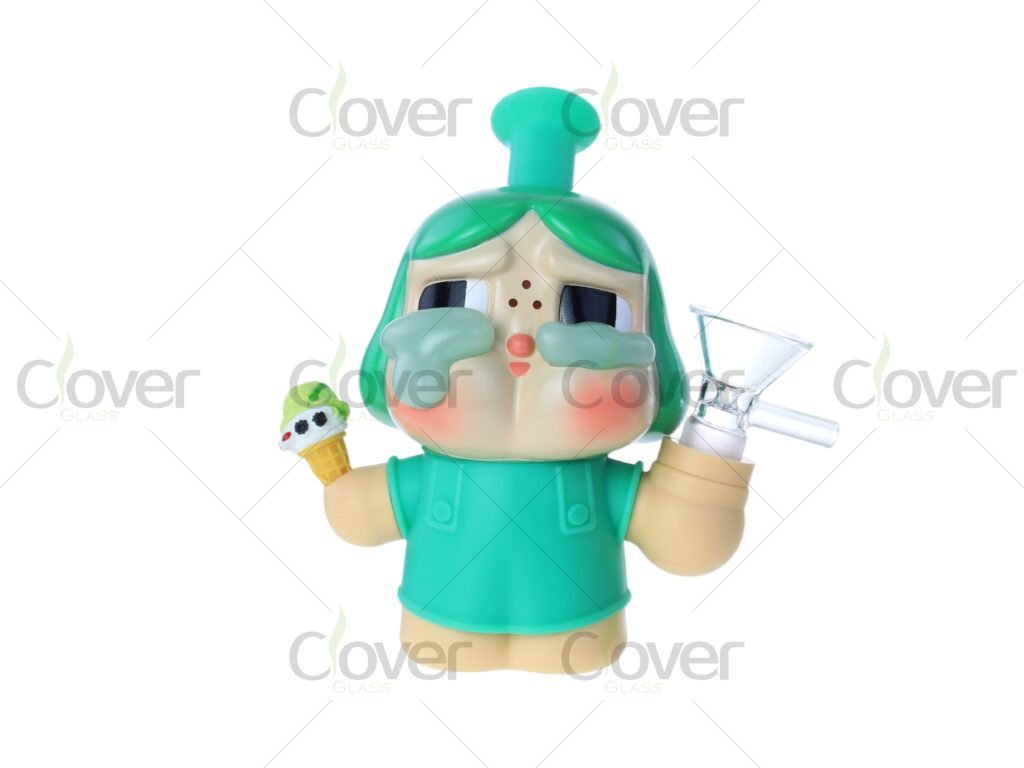 Ice Cream Girl PVC Water Pipe 133mm | Cute Cartoon PVC and Glass Mini Bong by Clover Glass