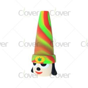 Funny weed hat dog PVC water pipe with 180mm height and glass bowl, colorful cartoon mini bong, wholesale by Clover Glass.