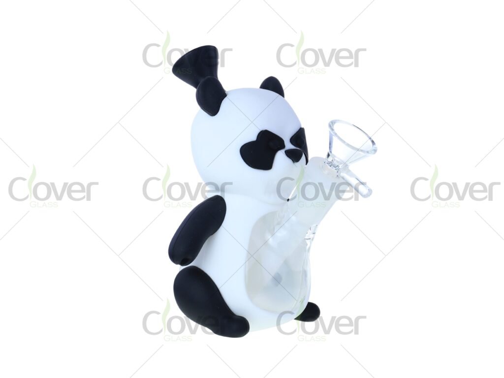 Panda Silicone Water Pipe 148mm | Cute Animal Silicone Bong with Glass Bowl by Clover Glass