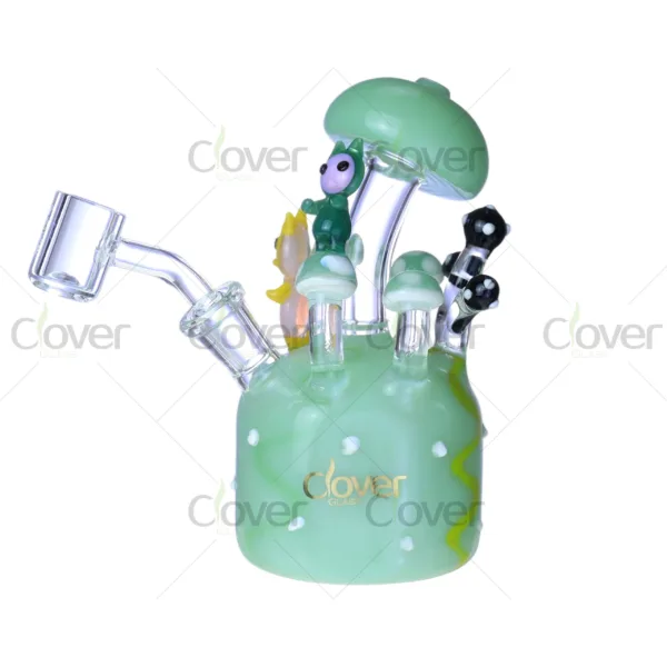 Colorful fairy mushroom glass dab rigs with 14mm joint and 5mm thick glass, cute cartoon water pipes for smoking and wholesale by Clover Glass