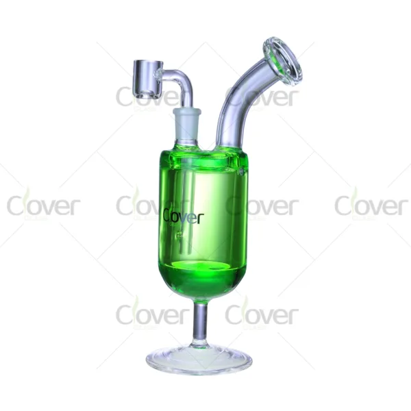 Colorful freezable glycerin glass dab rigs with 14mm joint and 5mm thick glass, cooling water pipes for smooth smoking experience, wholesale by Clover Glass