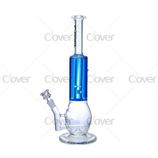 Colorful freezable glycerin glass bongs with 14mm joint and 5mm thick glass, straight tube water pipes for smooth cooling smoking experience, wholesale by Clover Glass.