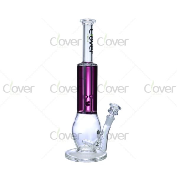 Colorful freezable glycerin glass bongs with 14mm joint and 5mm thick glass, straight tube water pipes for smooth cooling smoking experience, wholesale by Clover Glass.
