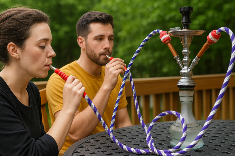 Hookah social smoking session indoor lounge