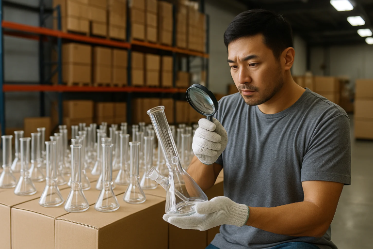 Glass bong quality control inspection and warehouse checking process