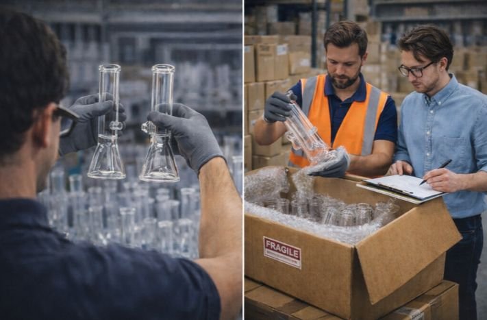 Glass bong quality control inspection and warehouse checking process