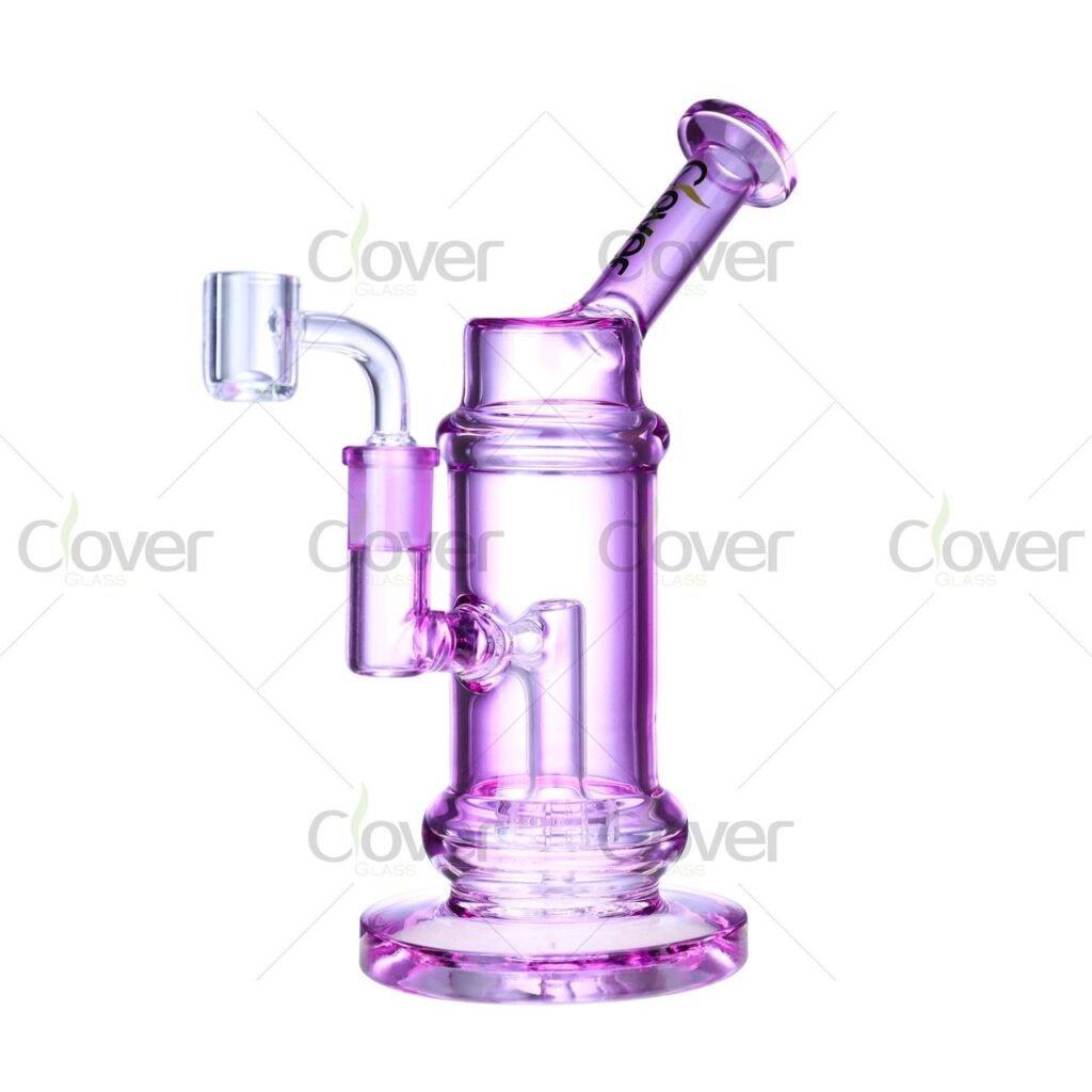 Clover Glass 8.47" Inline Perc Water Pipe – Durable Thick Glass Dab Rig