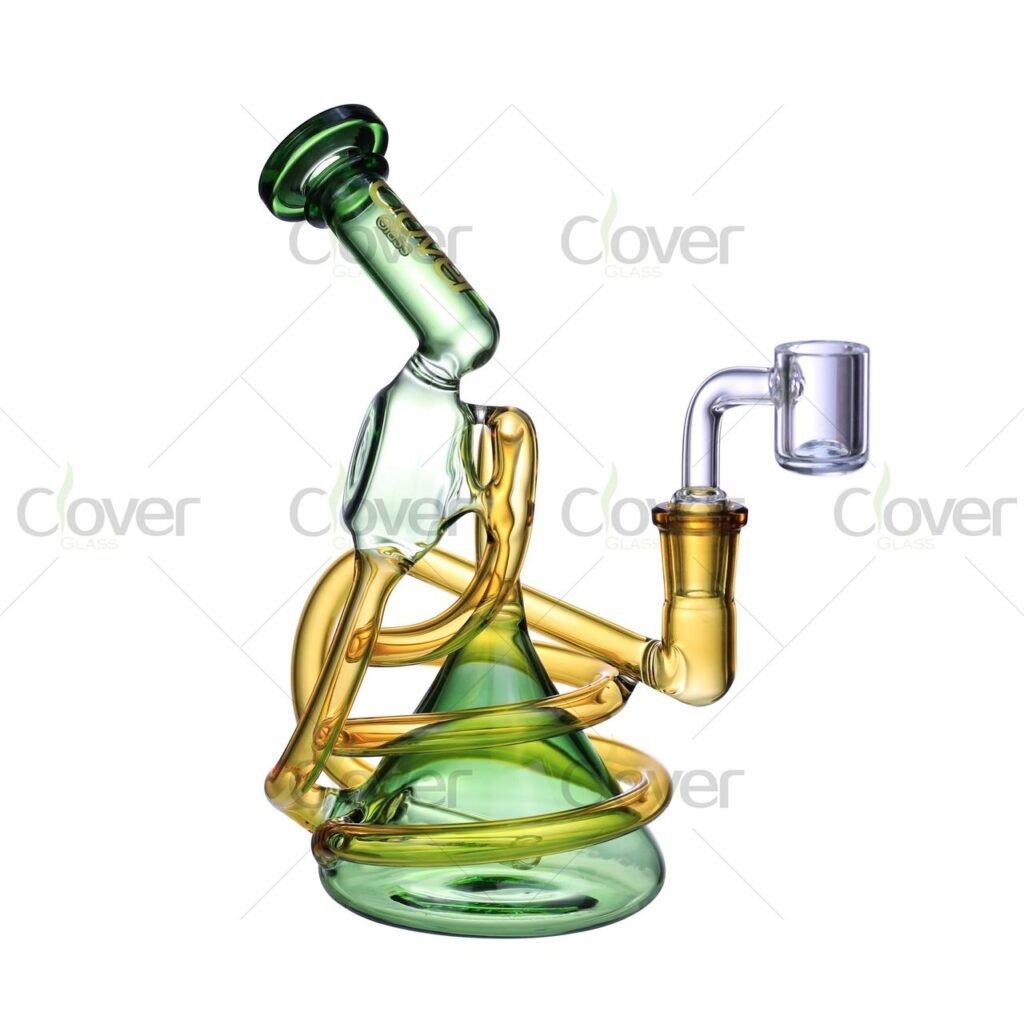 7.48" Spiral Recycler Dab Rig with Colored Coil Arms – Clover Glass