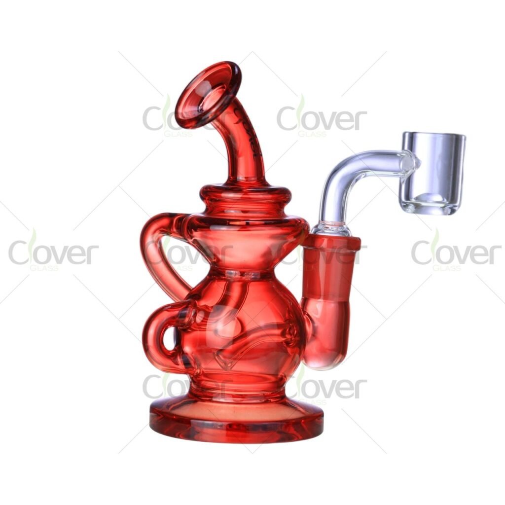 Clover Glass 4.5" Mini Recycler Dab Rig – 5mm Thick Compact Glass with Twisted Loop Design