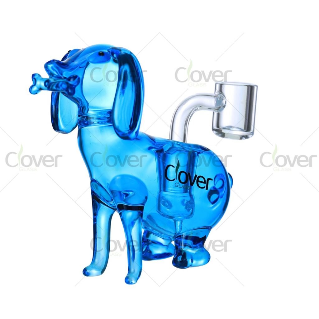 Hand-Blown Dog Shaped Glass Rig – 4.33” Thick 5mm Durable Artistic Piece