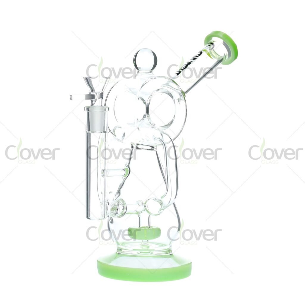 9.45" Color Accented Recycler Dab Rig – Thick 5mm Glass with Loop Perc