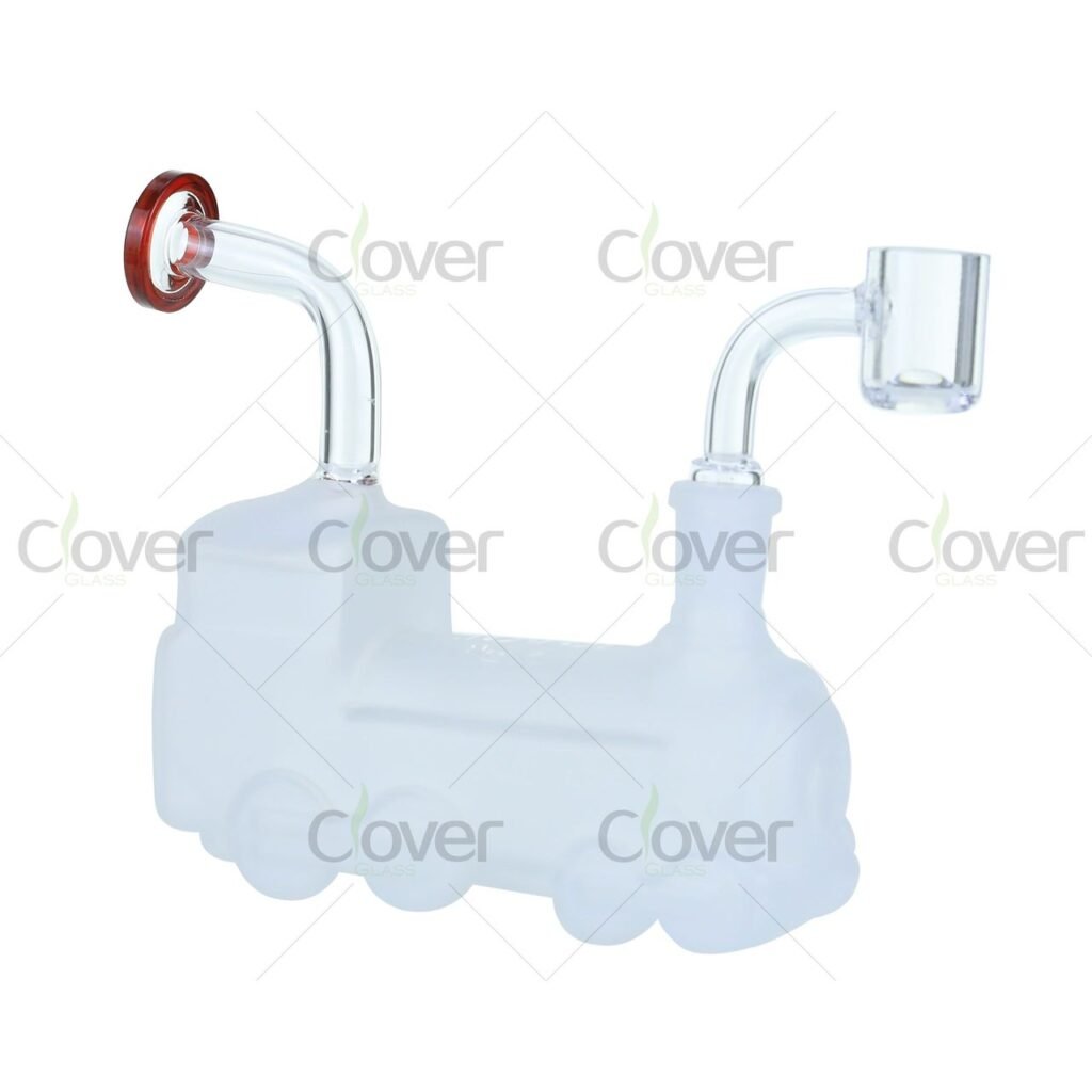 4.7" Frosted Train Dab Rig – 14mm Male Joint | Thick Glass by Clover Glass